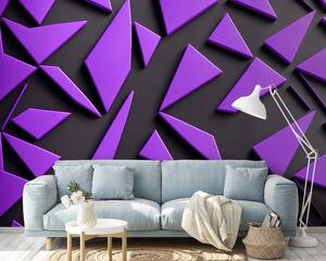 Fototapet Triunghiuri violet pe o suprafață neagră, Fototapet geometric 3D, Fototapet populare, u94590 - Tapeko.ro