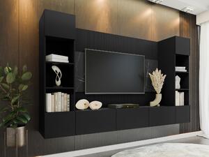 Set de living Comfivo Salix I, Marmură neagră, Negru, PAL laminat, 150x260x38cm, 103.5 kg