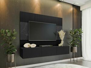 Set de living Comfivo Salix, Negru, Marmură neagră, PAL laminat, 150x180x38cm, 51.5 kg