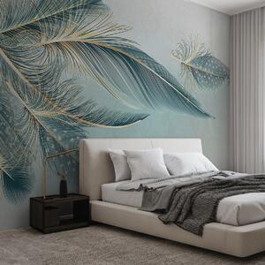 Tapet Pene delicate în nuanțe de albastru, Fototapet Penele, w01312 : Uwalls.ro