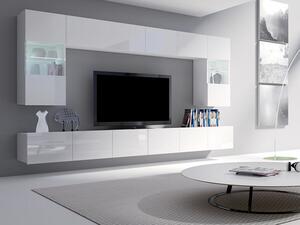 Set de living Remus I, Alb lucios, Alb, Sticlă călită, PAL laminat, 122 kg