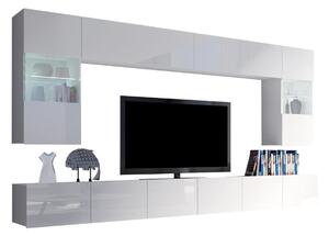 Set de living Remus I, Alb lucios, Alb, Sticlă călită, PAL laminat, 122 kg