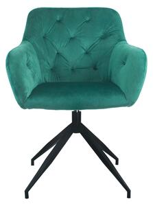 Scaun rotativ VELEZA NEW, verde/negru, stofa catifelata/metal, 66x66x8