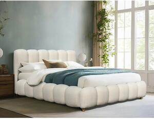Pat BRISA 160x200, crem, stofa boucle, cu somiera