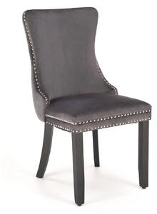 Scaun ALDA, gri/negru, stofa catifelata/lemn, 50x62x95 cm