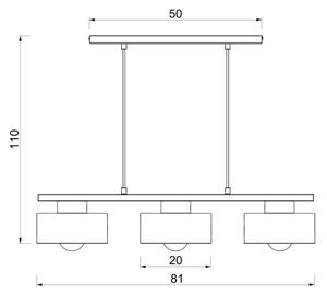 Lustră cu cablu MARTI 3xE27/15W/230V bordo/auriu
