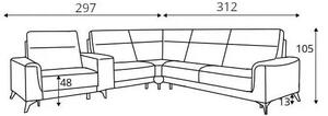 Coltar extensibil cu recliner LEGATO din piele