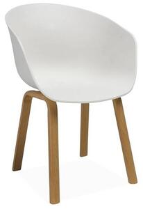Scaun EGO, alb/stejar, plastic/metal, 56x42x80 cm