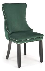 Scaun ALDA, verde inchis/negru, stofa catifelata/lemn, 50x62x95 cm