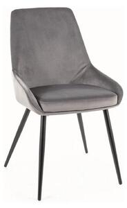 Scaun COBE, stofa catifelata gri/negru, 49x43x85 cm
