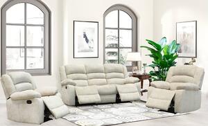 Set canapea cu 2 fotolii, sistem recliner, bej