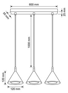 Brilagi - Lustră suspendată pe cablu CONE TRIPLE 3xGX53/15W/230V negru
