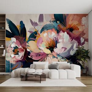 Tapet Florile mari sunt pictate în ulei, Fototapet Acuarelă, w07940 : Uwalls.ro