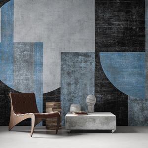 Tapet Abstracție modernă texturată în culorile negru și albastru, Fototapet Designer, w07878v1 : Uwalls.ro