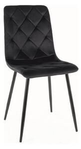 Scaun tapitat JERRY, negru, stofa catifelata/metal, 45x39x91 cm