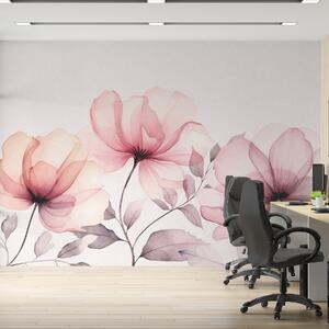 Tapet flori mari roz acuarelă, Fototapet Acuarelă, w07956 : Uwalls.ro
