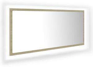 Oglindă de baie cu LED, stejar sonoma, 100x8,5x37 cm, acril