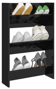 Pantofar de perete, negru extralucios, 60x18x90 cm, PAL
