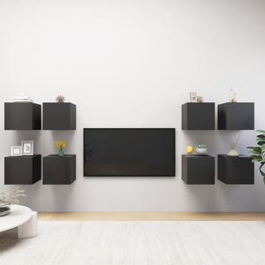 Dulapuri TV cu montaj pe perete, 8 buc., gri, 30,5x30x30 cm