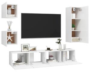 Set dulapuri TV, 5 piese, alb, lemn prelucrat