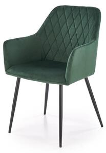 Scaun K558, verde inchis/negru, stofa catifelata/metal, 59x60x86 cm