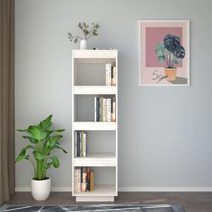 Bibliotecă/Separator cameră, alb, 40x35x135 cm, lemn masiv pin