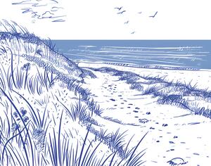 Ilustrație Seaside Sketch Horizontal, Jolly and Dash