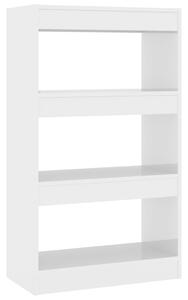 Bibliotecă/Separator cameră, alb extralucios, 60x30x103 cm, PAL