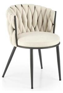 Scaun dining modern K516, bej/negru, stofa clasica/otel, 57x60x79 cm