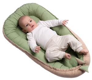 Cosulet bebelus pentru dormit din tesatura de in Kidizi Baby Nest Cocoon 90x50 cm Olive