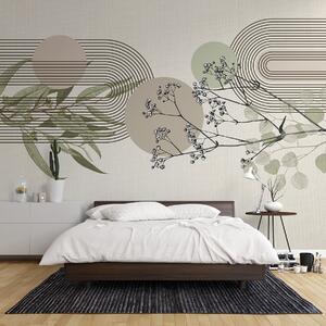 Fototapet Design botanic cu elemente abstracte, Fototapet natură, Fototapet populare, w07979 - Tapeko.ro