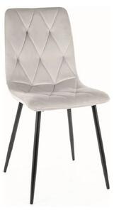 Scaun TOM, gri deschis/negru, stofa catifelata/metal, 45x39x91 cm