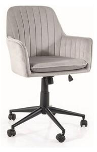 Scaun birou moale Q-886, gri deschis, stofa catifelata/metal, 58x44x83