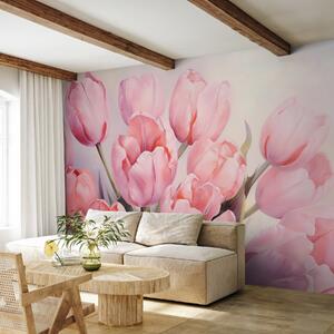 Tapet Lalele roz delicate, Fototapet Flori, w08100 : Uwalls.ro