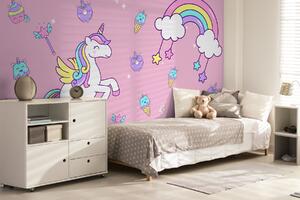 Fototapet Unicorn și înghețată și înghețată, Fototapet unicorni, Fototapet populare, w08102 - Tapeko.ro
