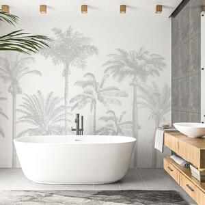 Tapet Palmieri tropicali oază minimă de culoare gri, Fototapet Natură, w08111v2 : Uwalls.ro