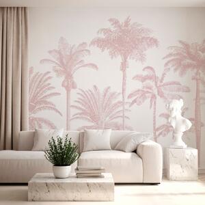 Tapet Palmieri tropicali oază minimă de culoare roz, Fototapet Natură, w08111v1 : Uwalls.ro