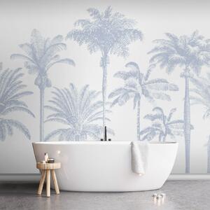Tapet Palmieri tropicali oază minimă de culoare albastră, Fototapet Natură, w08111v4 : Uwalls.ro
