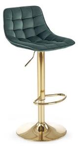 Scaun de bar auriu/verde H120, stofa catifelata/otel, 43x44x84/106 cm