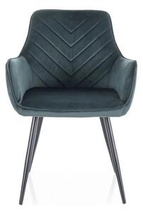 Scaun FIG, verde/negru, stofa catifelata/metal, 57x47x85 cm