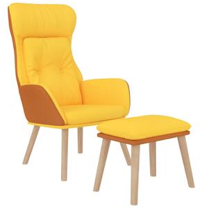 Scaun relaxare cu taburet galben muștar piele ecologică/textil
