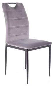 Scaun RIP, gri/negru, stofa catifelata/metal, 44x38x92 cm