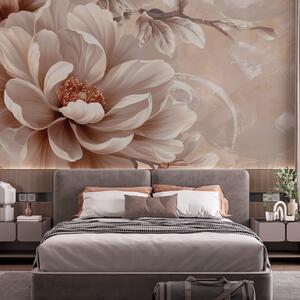 Tapet Floare mare roz pe un perete grunge, Fototapet Flori, w08181 : Uwalls.ro