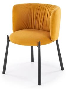 Scaun K531, galben mustar/negru, stofa catifelata/metal, 60x58x76 cm
