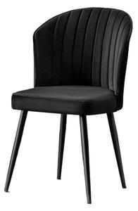 Set 2 scaune RUBI, negru, stofa catifelata/metal, 52x42x85 cm