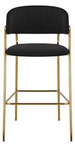 Scaun bar DASMIN TIP 2, negru/auriu, stofa catifelata/metal, 54x54x109