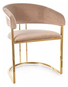 Scaun TULIPE, bej inchis - Bluvel 28, stofa catifelata/metal, 57x64x77