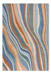 Covor albastru țesut manual din lână 160x230 cm Abstract Flow – Flair Rugs