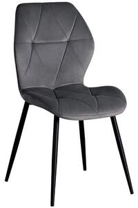 Scaun KEN, gri inchis/negru, stofa catifelata/metal, 47x55x87 cm