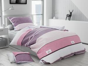 Lenjerie de pat din bumbac flanelat Culoare Violet, BRISTOL + husa de perna 40x50 cm Gratuit